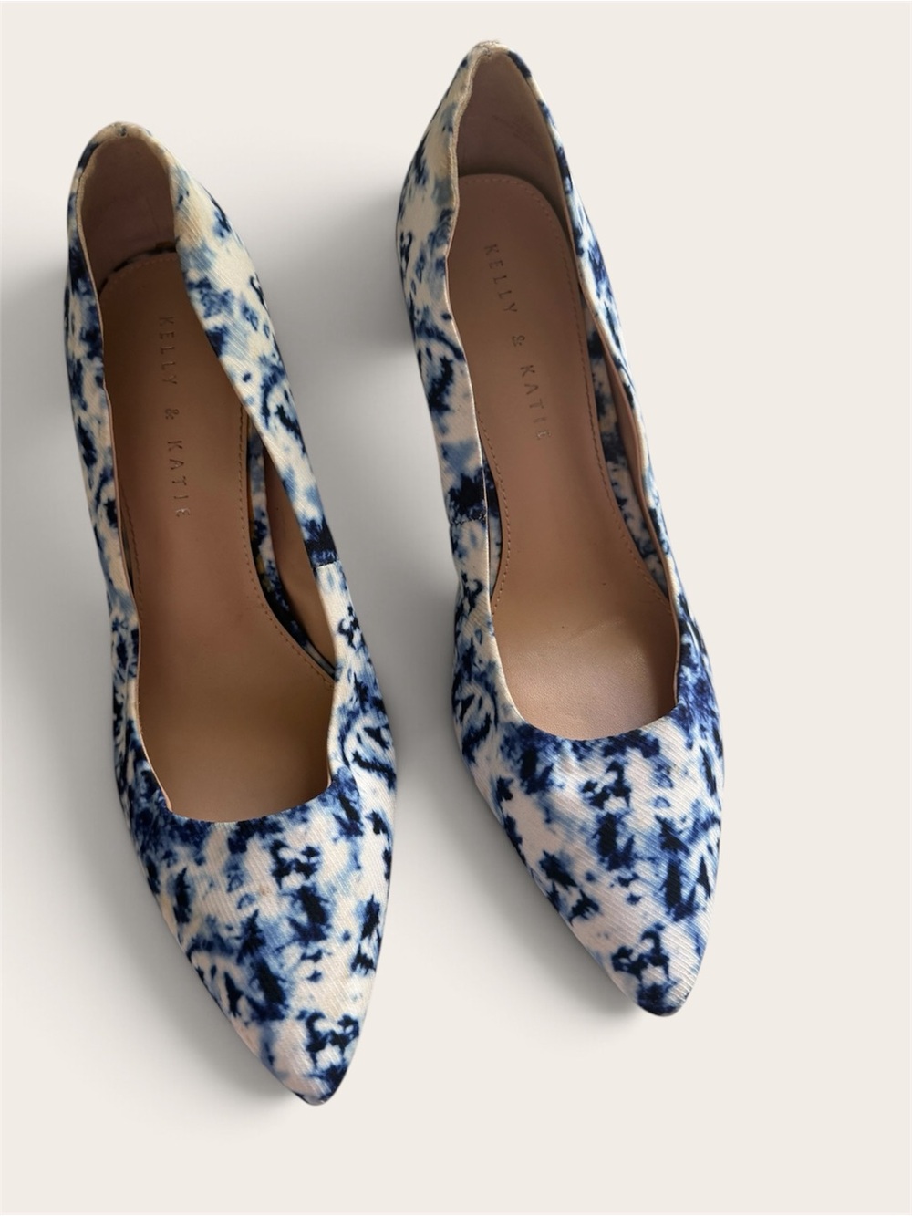 Kelly & Katie Blue White Tie Dye Pointed Toe Stiletto Pumps Heels 8.5M